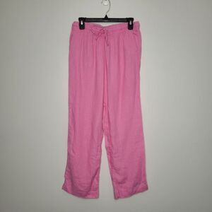 Charter Club Barbie pink linen coastal preppy vacation beachy pants small